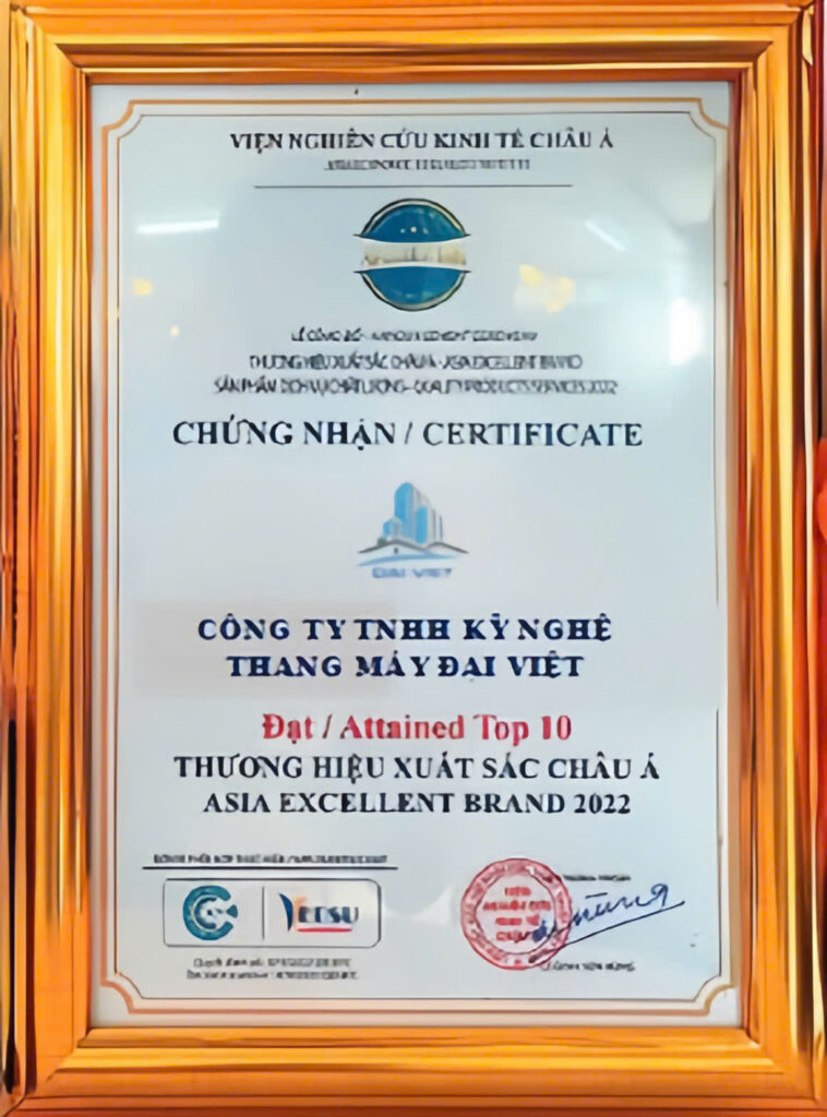 Chứng nhận Thang máy Đại Việt